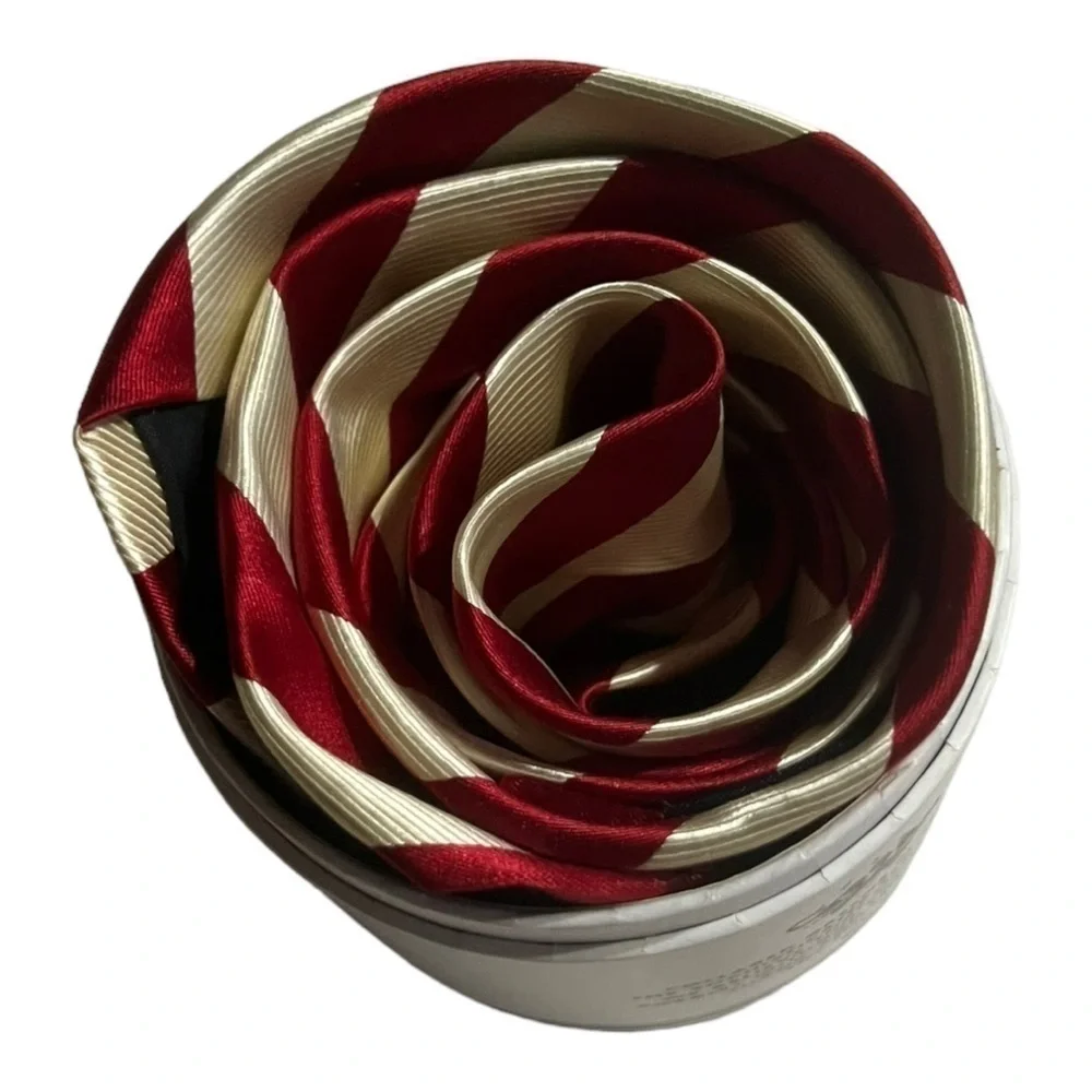 Collard‎ Greens Red & White Striped Tie 100% Silk
